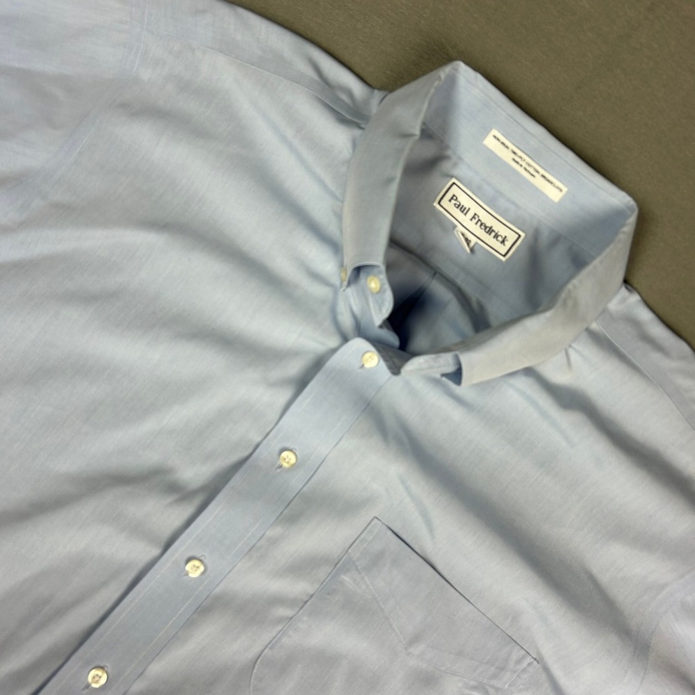 Paul Fredrick Dress Shirt Non-Iron Broadcloth Men 18-33 Light Blue